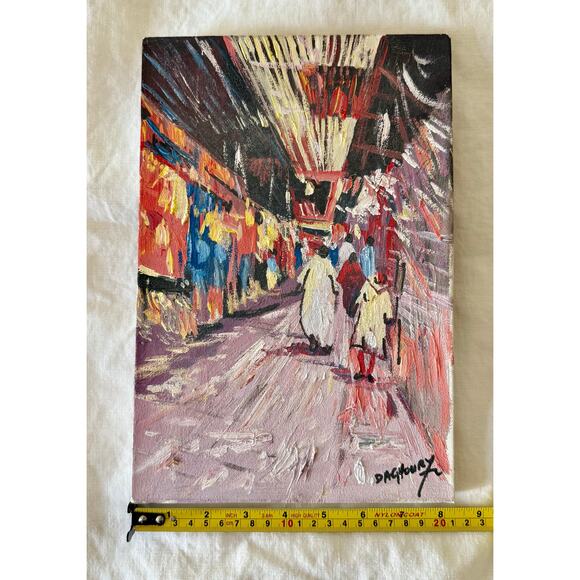 Late 20th Century Colorful Oil on Canvas "Moroccan Souk" by Artist Daghoury - Picture 10 of 12